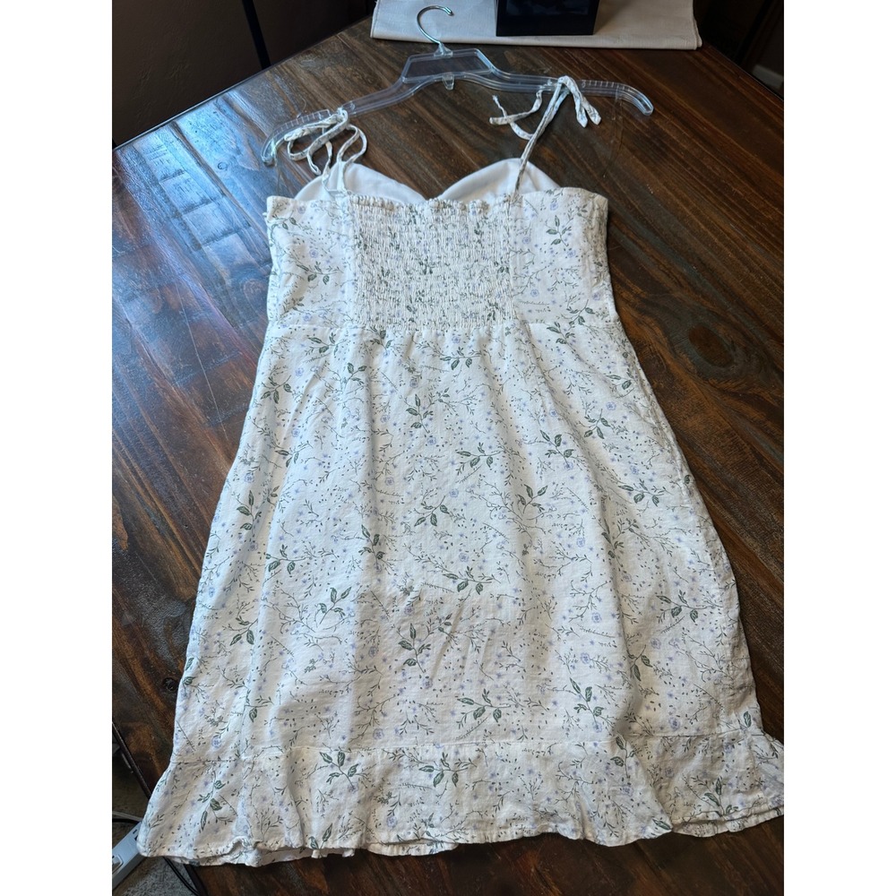 Ivy + Main Floral Mini Dress White Blue Sweetheart Tie Strap Smocked Back XL - Picture 7 of 7